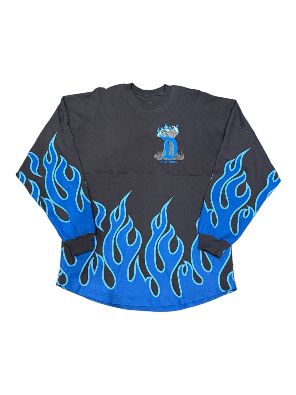 Disney Parks WDW Hades Hercules Villain Blue Flame Spirit Jersey Gray Sz S - Picture 3 of 7